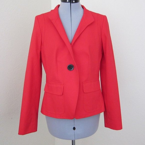 ANNE KLEIN BRIGHT RED COTTON BLAZER - SIZE 8P - Picture 1 of 12
